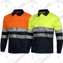 Reflective Polo Shirt Long Sleeves Plain or Contrast Color